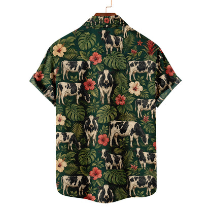 Holstein Cow Hawaiian Shirt – Dairy Cattle All-Over Print Button-Up for Farmers