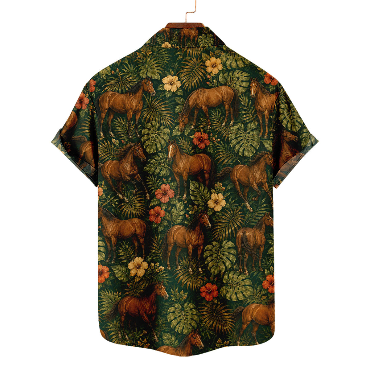 Bay Horse Hawaiian Shirt – Brown Horse All-Over Print Button-Up for Horse Lovers