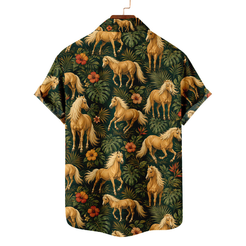 Palomino Horse Hawaiian Shirt – Golden Horse All-Over Print Button-Up for Horse Lovers