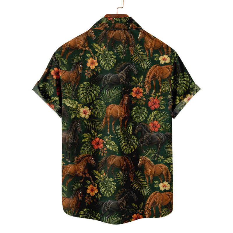 Horse Hawaiian Shirt – All-Over Horse Print Button-Up for Horse Lovers