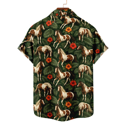 Paint Horse Hawaiian Shirt – Pinto Horse All-Over Print Button-Up for Horse Lovers