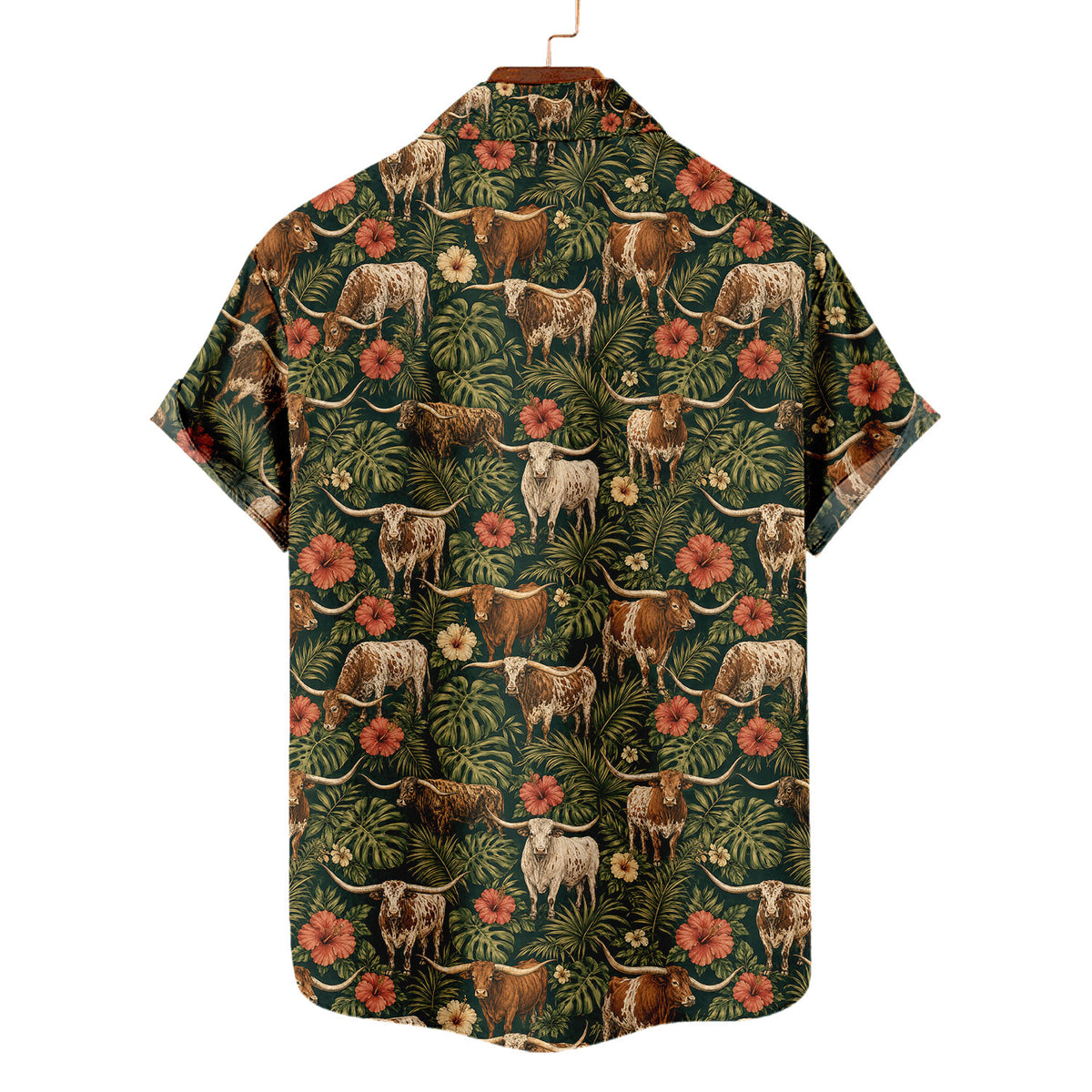 Texas Longhorn Hawaiian Shirt – Cattle All-Over Print Button-Up for Western & Ranch Lovers