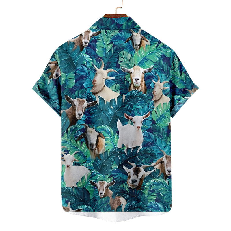 Goat Hawaiian Shirt – Funny Farm Goat Tropical Aloha Button Down | Gift For Goat Lovers