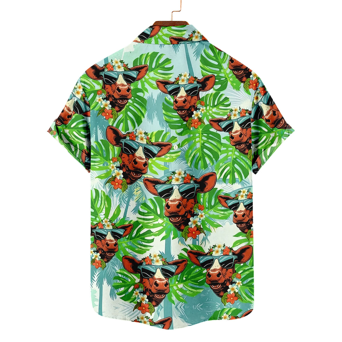 Funny Cow Hawaiian Shirt – Smiling Cow Sunglasses Monstera Tropical Aloha | Cow Lover Gift Men Women