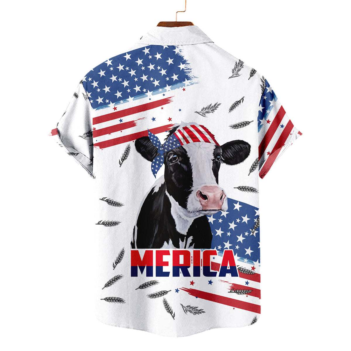 Merica Cow Hawaiian Shirt – Patriotic American Flag Holstein Cow Aloha | 4th of July Farmer Gift