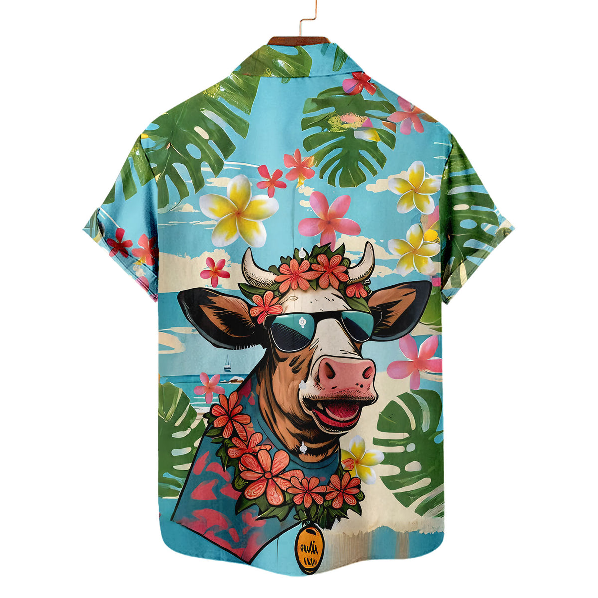 Funny Cow Hawaiian Shirt – Cool Cow Sunglasses Tropical Floral Aloha Button Down | Cow Lover Gift