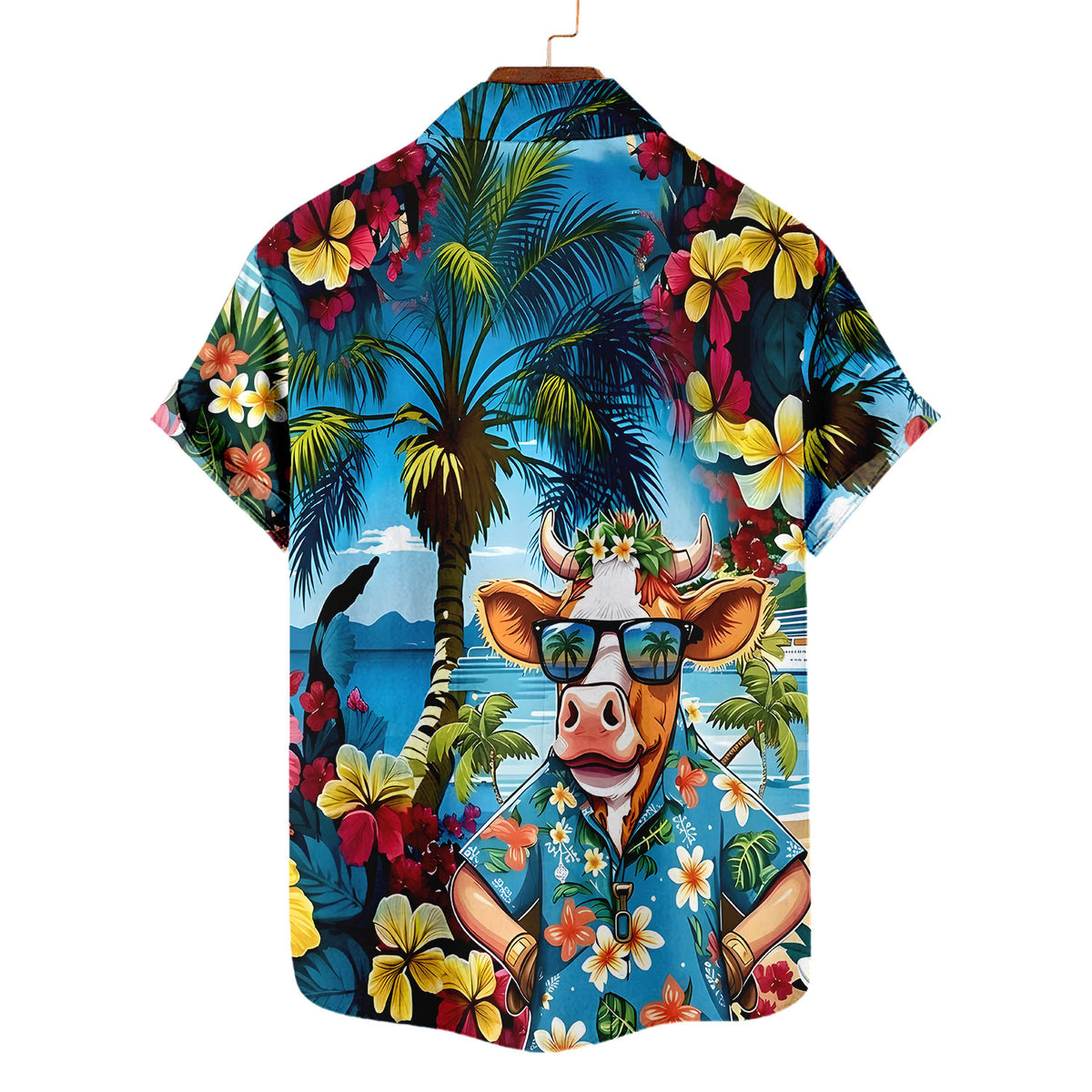 Funny Cow Hawaiian Shirt – Cool Cow Wearing Aloha Shirt Tropical Beach | Cute Cow Lover Gift Men Women