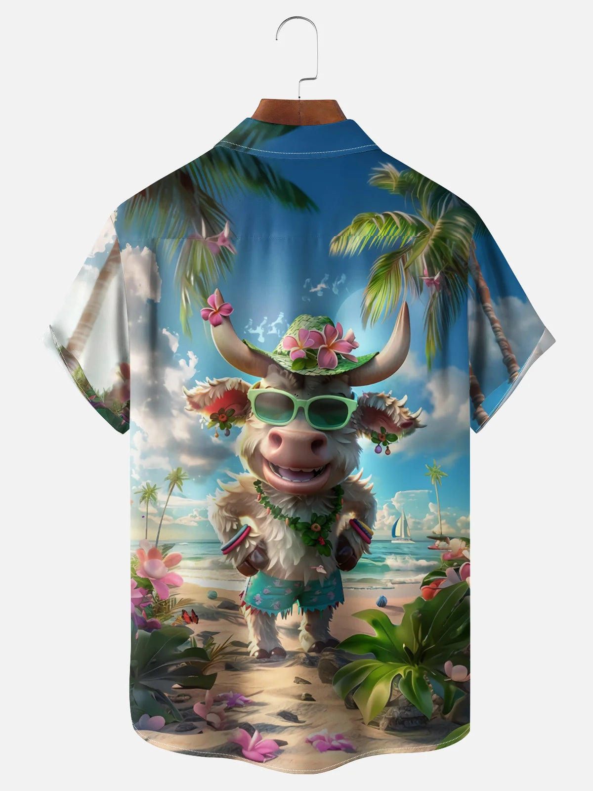 Beach Cow Chest Pocket Hawaiian Shirt