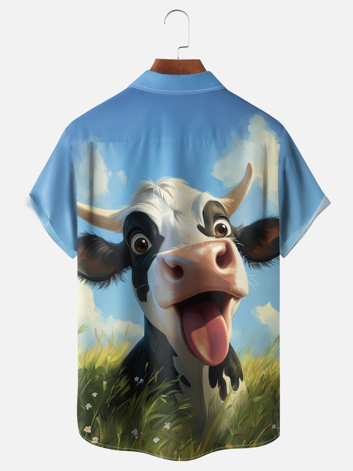 Cow Chest Pocket Casual Hawaiian Shirt