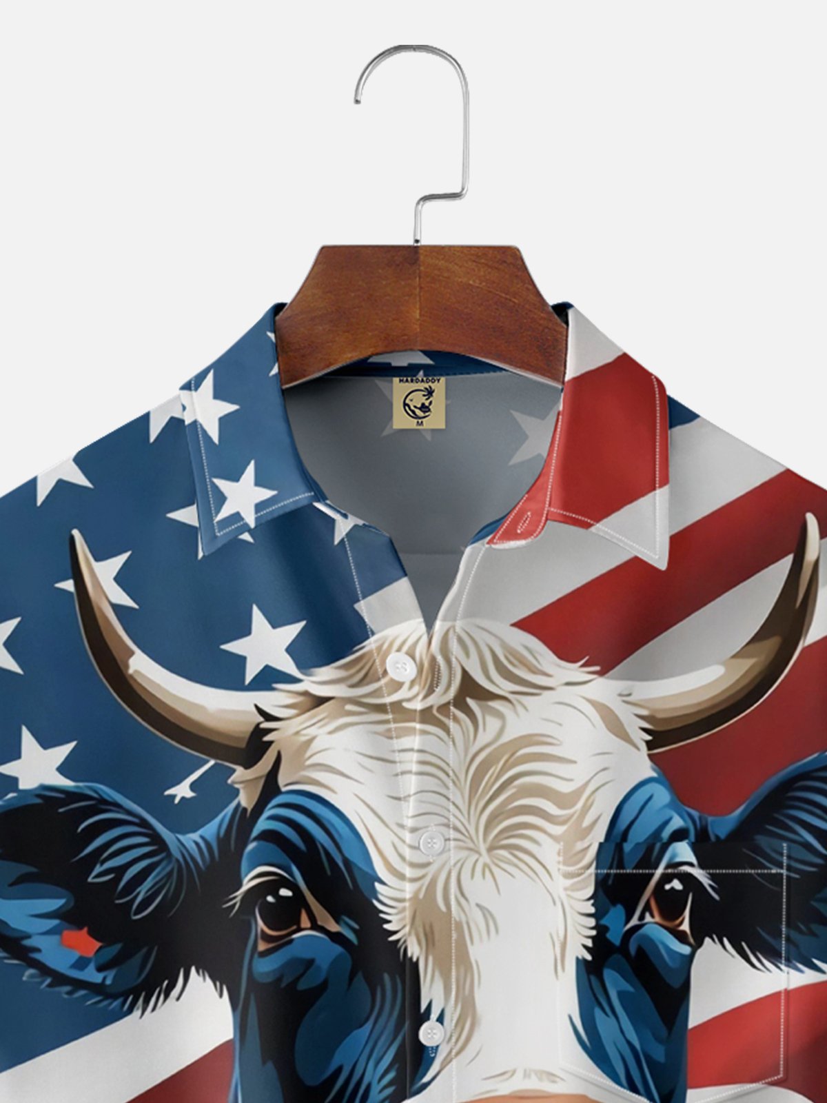National American Cow Chest Pocket Patriotic Hawaiian Shirt