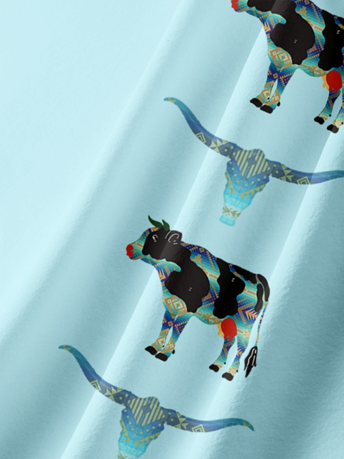 Ethnic Geometry Cow Hawaiian Shirt By Andreea Dumuta