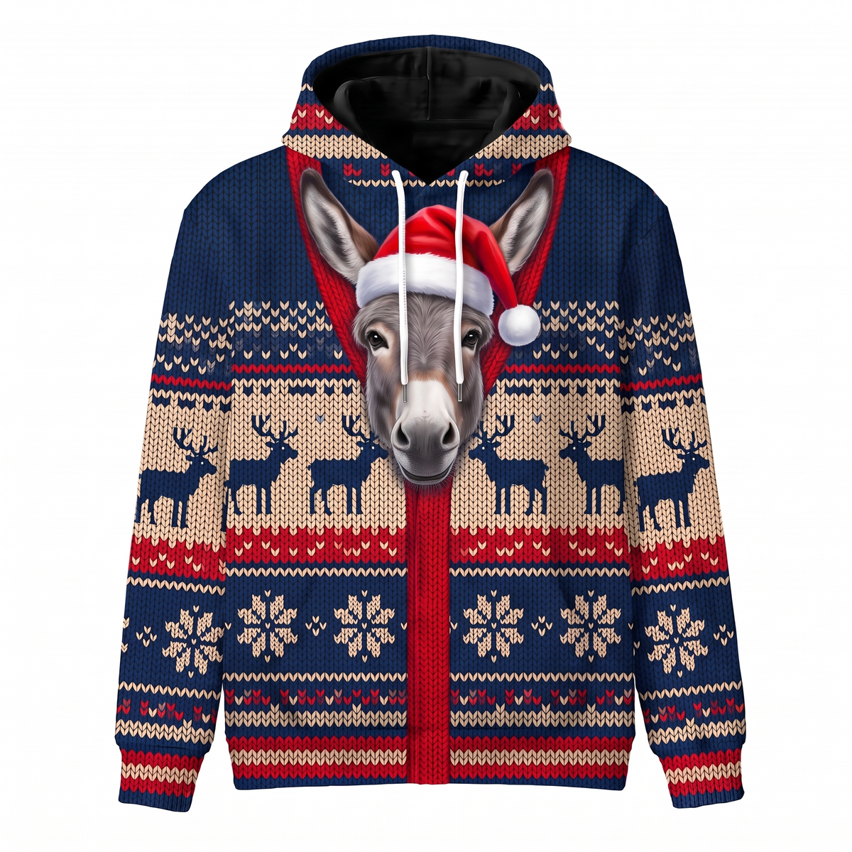 Donkey Christmas Hoodie | Funny Santa Donkey Hoodie | Farm Animal Christmas Gift