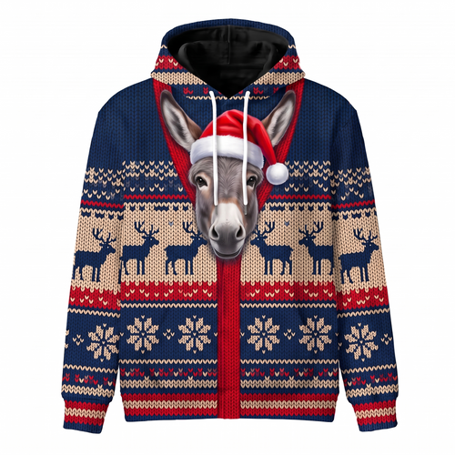 Donkey Christmas Hoodie | Funny Santa Donkey Hoodie | Farm Animal Christmas Gift
