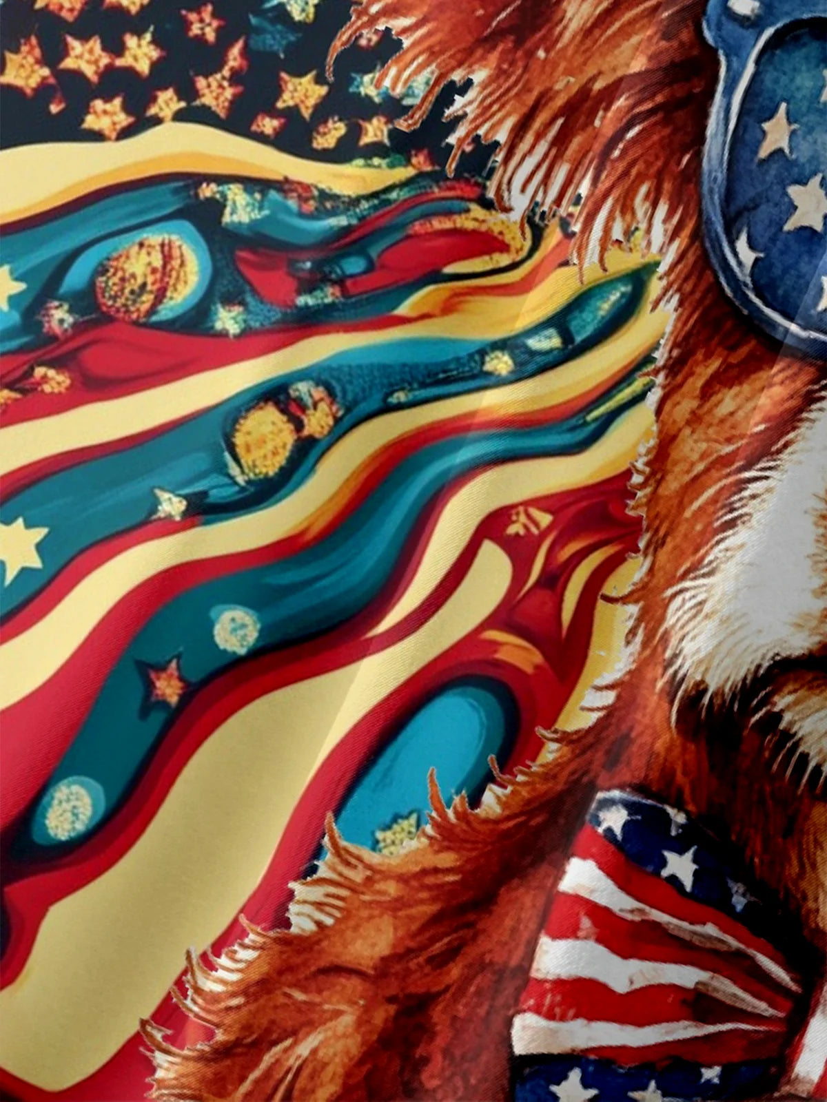 American Flag Western Cow Chest Pocket Casual Hawaiian Shirt