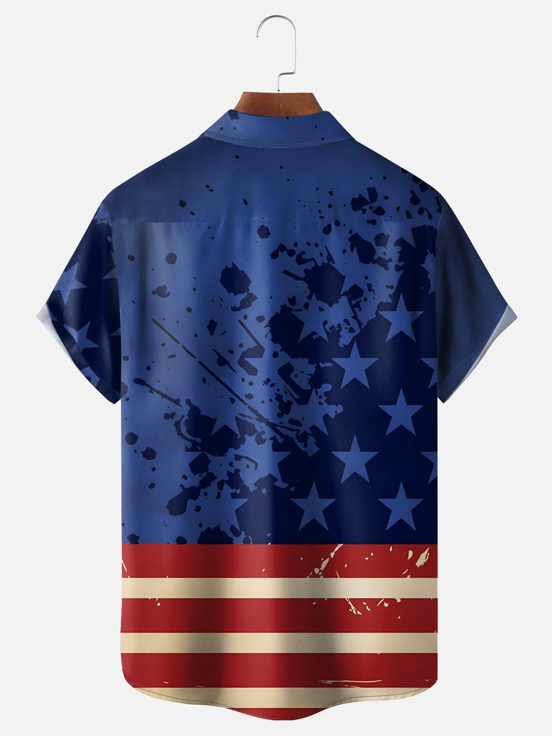America Rooster Hawaiian Shirt for Men, 4th of July Patriotic Chicken Art Print, Top Gun Style Gift