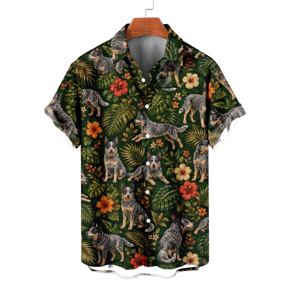 Blue Heeler Hawaiian Shirt – Australian Cattle Dog All-Over Print Button-Up for Dog Lovers