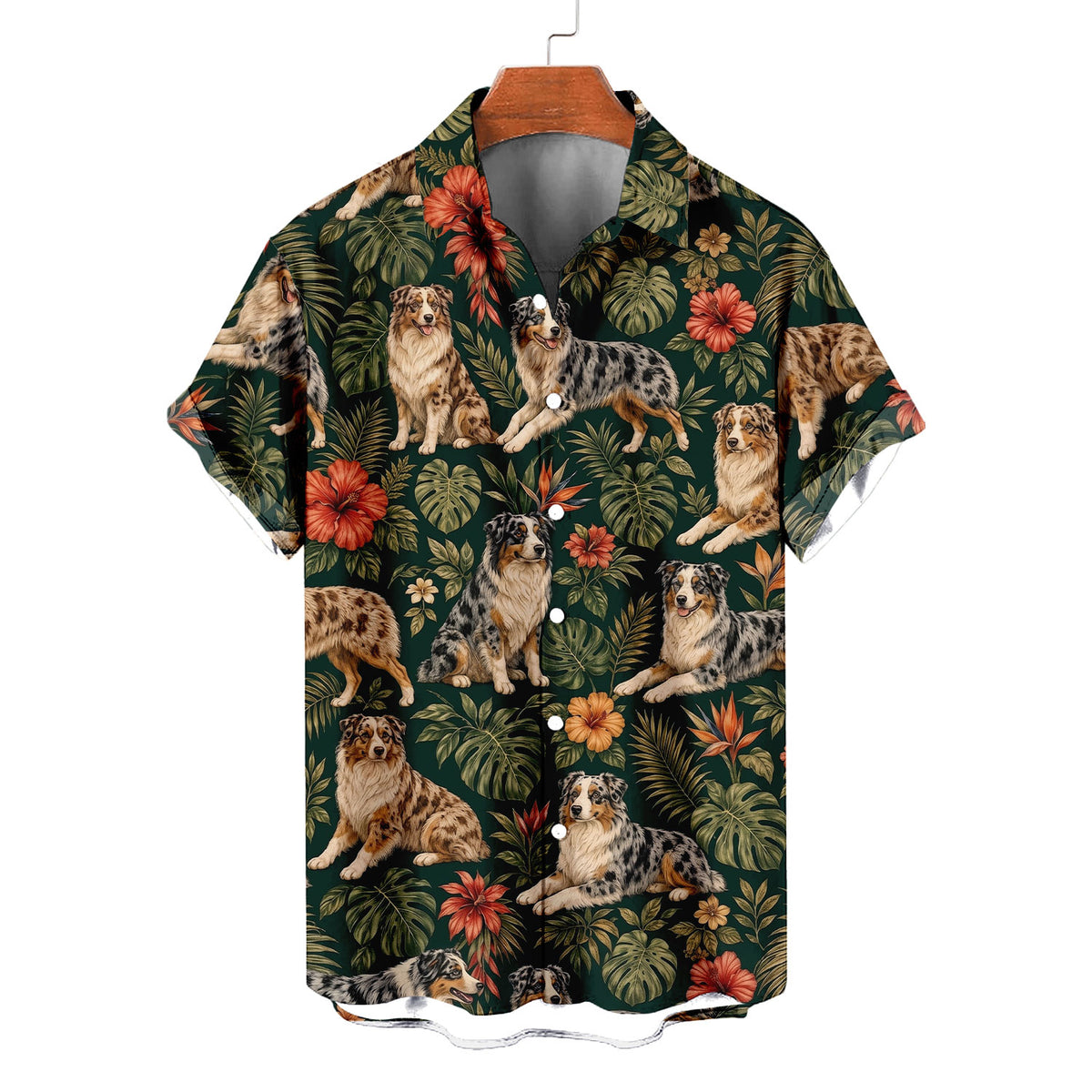 Australian Shepherd Hawaiian Shirt – Aussie Dog All-Over Print Button-Up for Dog Lovers