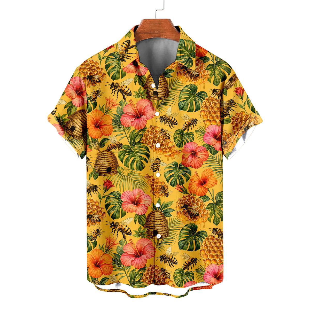 Honey Bee Hawaiian Shirt – Beekeeper Gift All-Over Print Button-Up for Men & Women