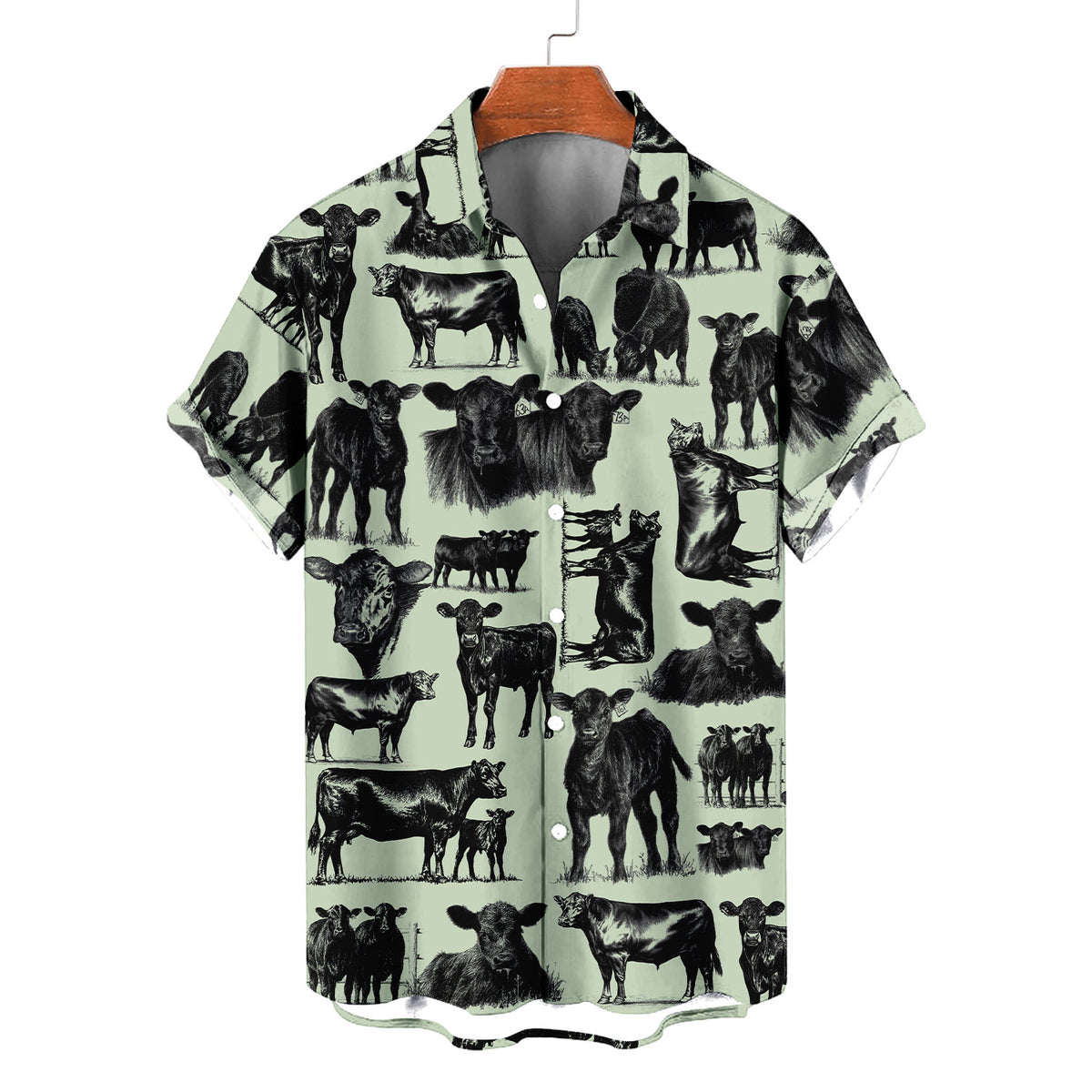 Black Angus Cattle Pattern Hawaiian Shirt