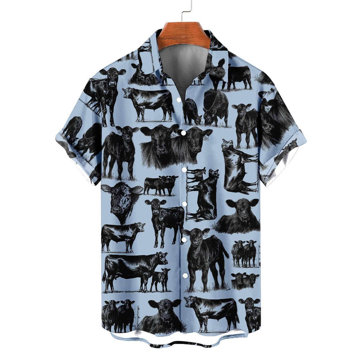 Black Angus Cattle Pattern Hawaiian Shirt