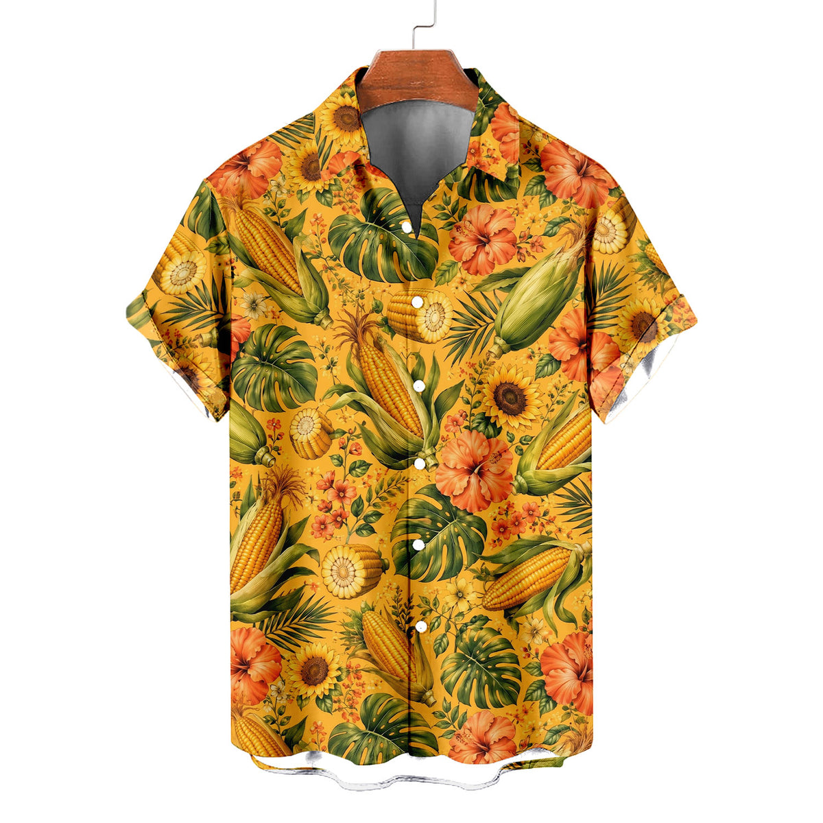 Corn Hawaiian Shirt – Summer Harvest All-Over Print Button-Up for Farmers & Country Lovers
