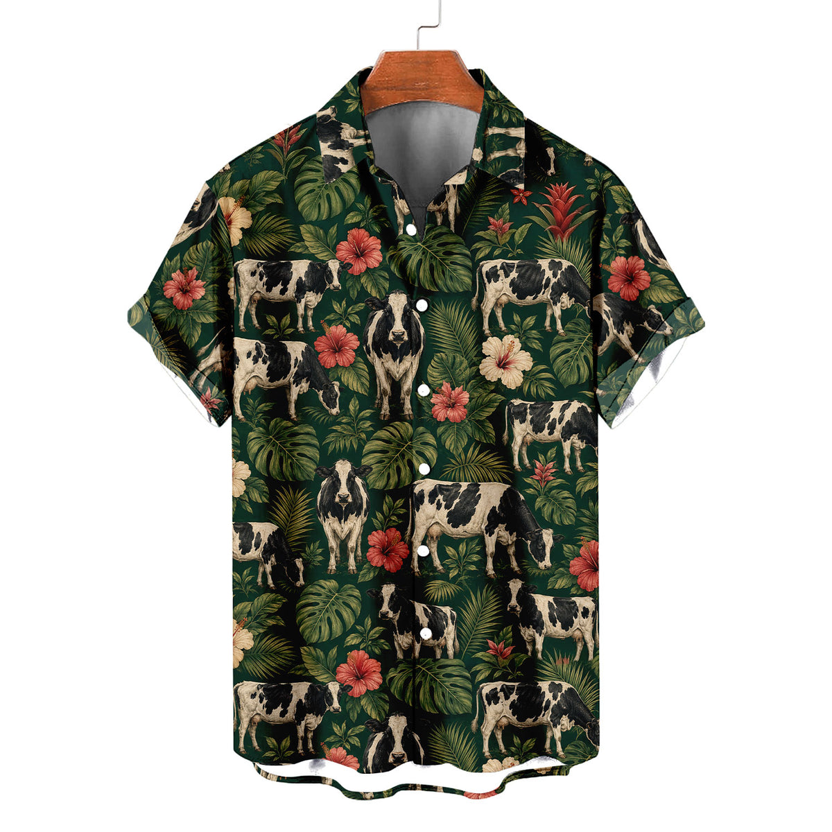 Holstein Cow Hawaiian Shirt – Dairy Cattle All-Over Print Button-Up for Farmers