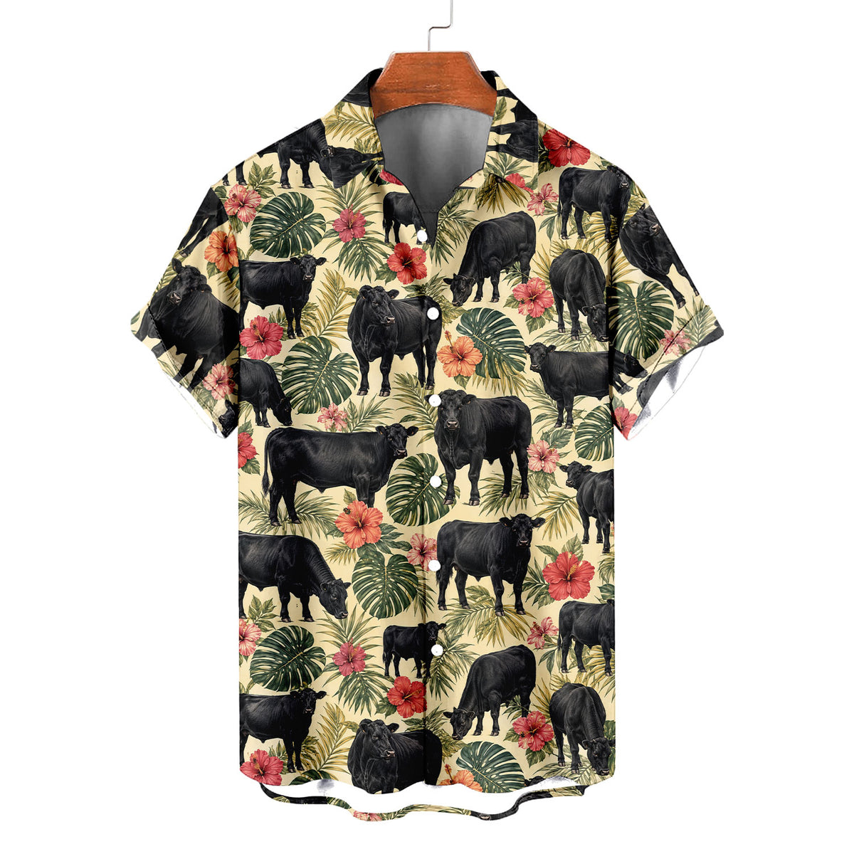 Black Angus Hawaiian Shirt – Cattle All-Over Print Button-Up for Ranchers & Farmers