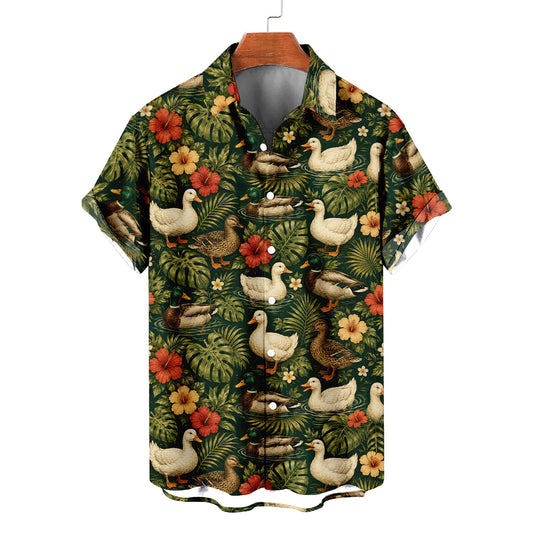 Duck Hawaiian Shirt – Cute Farm Duck All-Over Print Button-Up for Duck Lovers