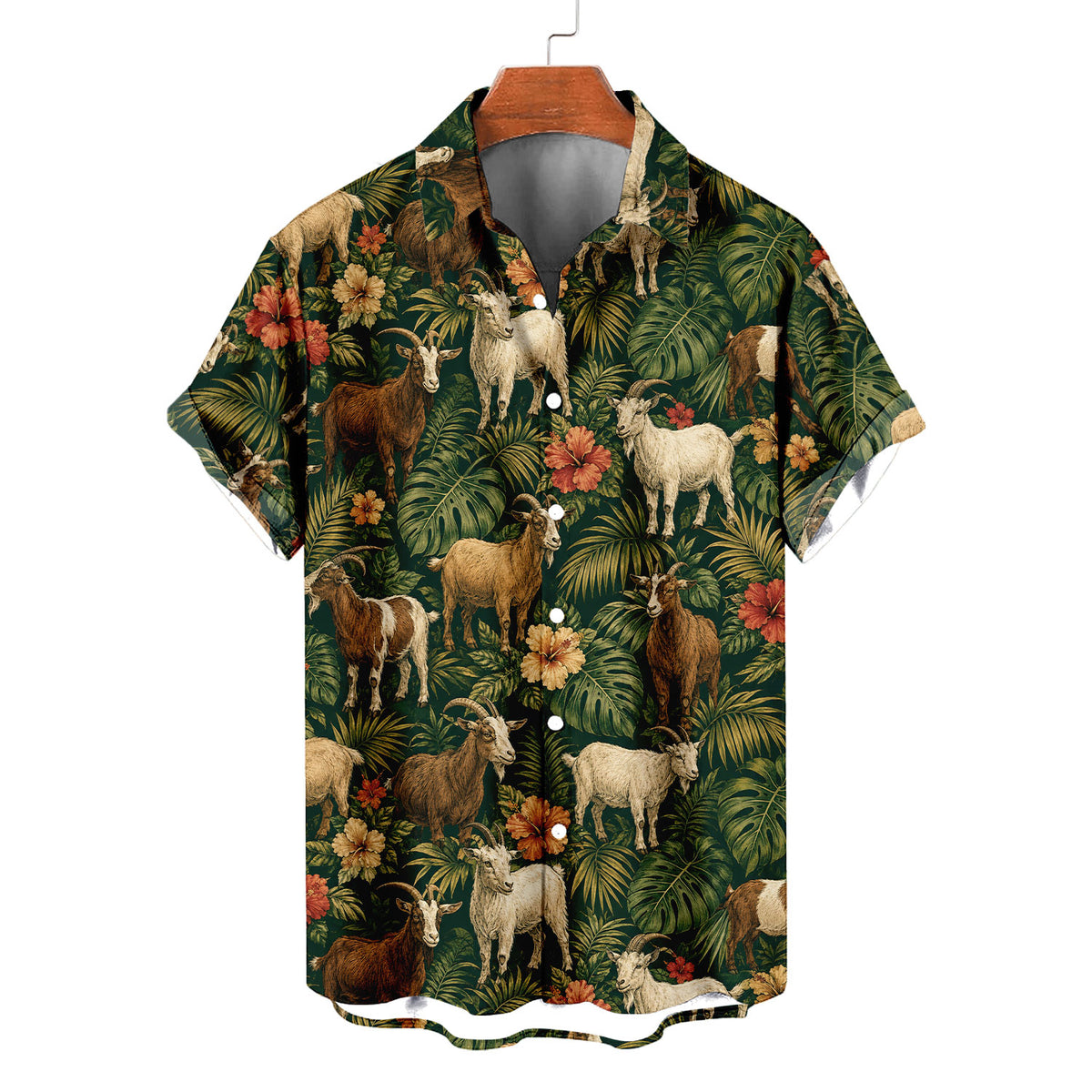 Goat Hawaiian Shirt – Farm Goat All-Over Print Button-Up for Goat Lovers