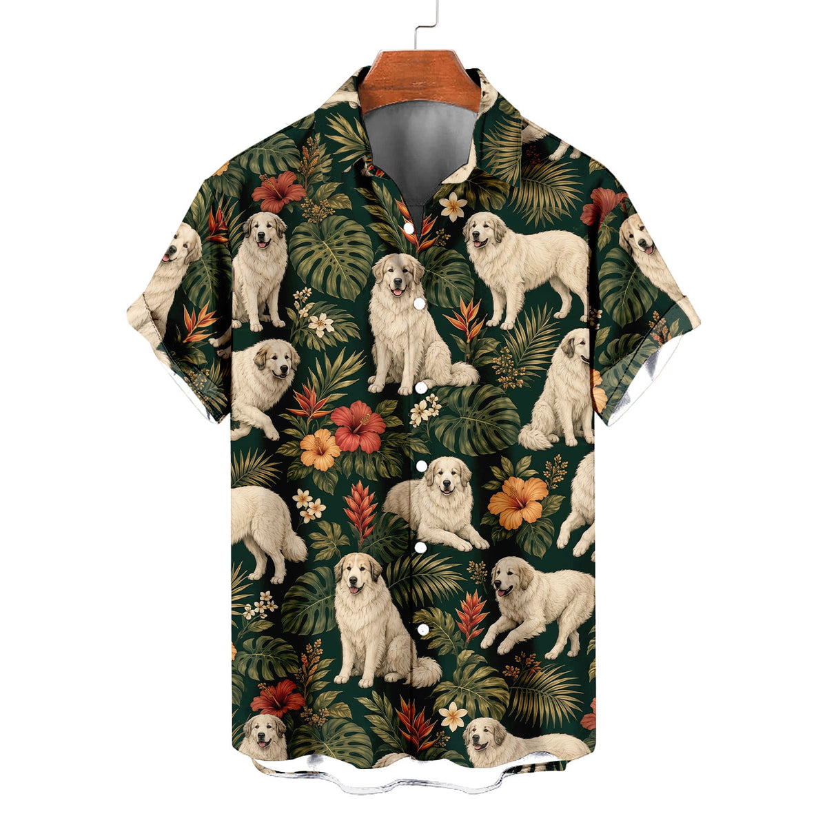 Great Pyrenees Hawaiian Shirt – All-Over Dog Print Button-Up for Dog Lovers