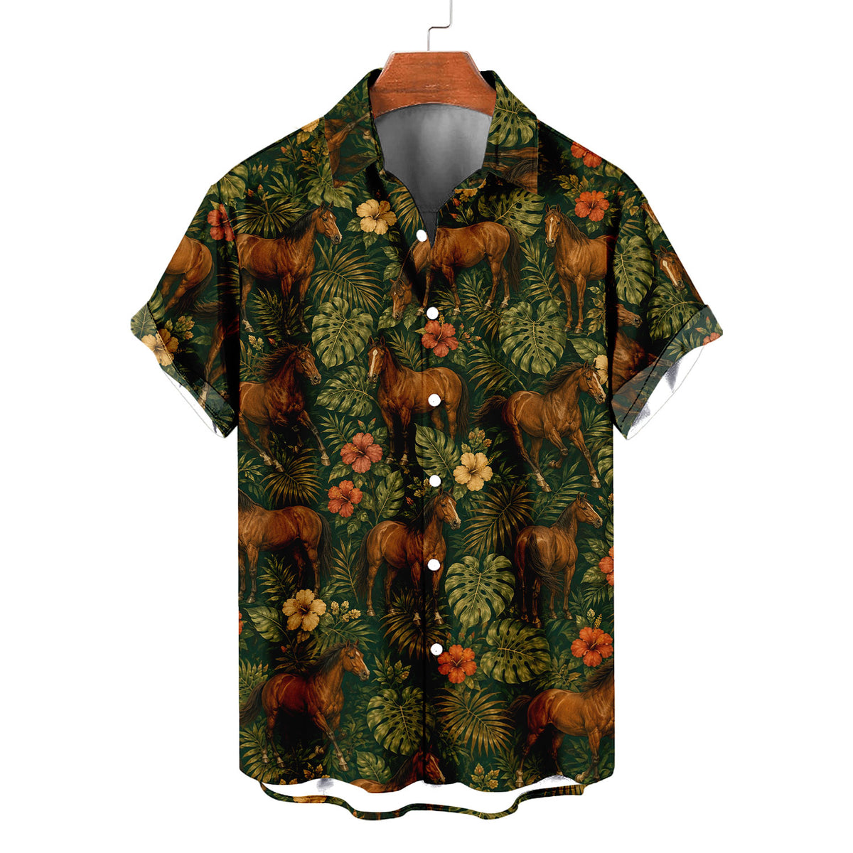 Bay Horse Hawaiian Shirt – Brown Horse All-Over Print Button-Up for Horse Lovers