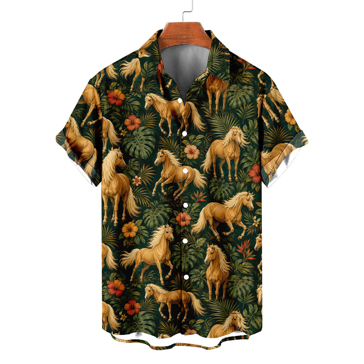 Palomino Horse Hawaiian Shirt – Golden Horse All-Over Print Button-Up for Horse Lovers