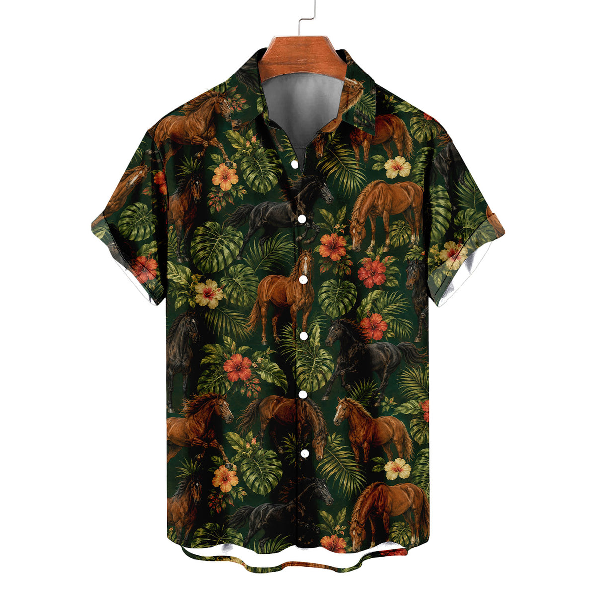 Horse Hawaiian Shirt – All-Over Horse Print Button-Up for Horse Lovers