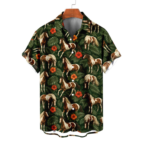 Paint Horse Hawaiian Shirt – Pinto Horse All-Over Print Button-Up for Horse Lovers