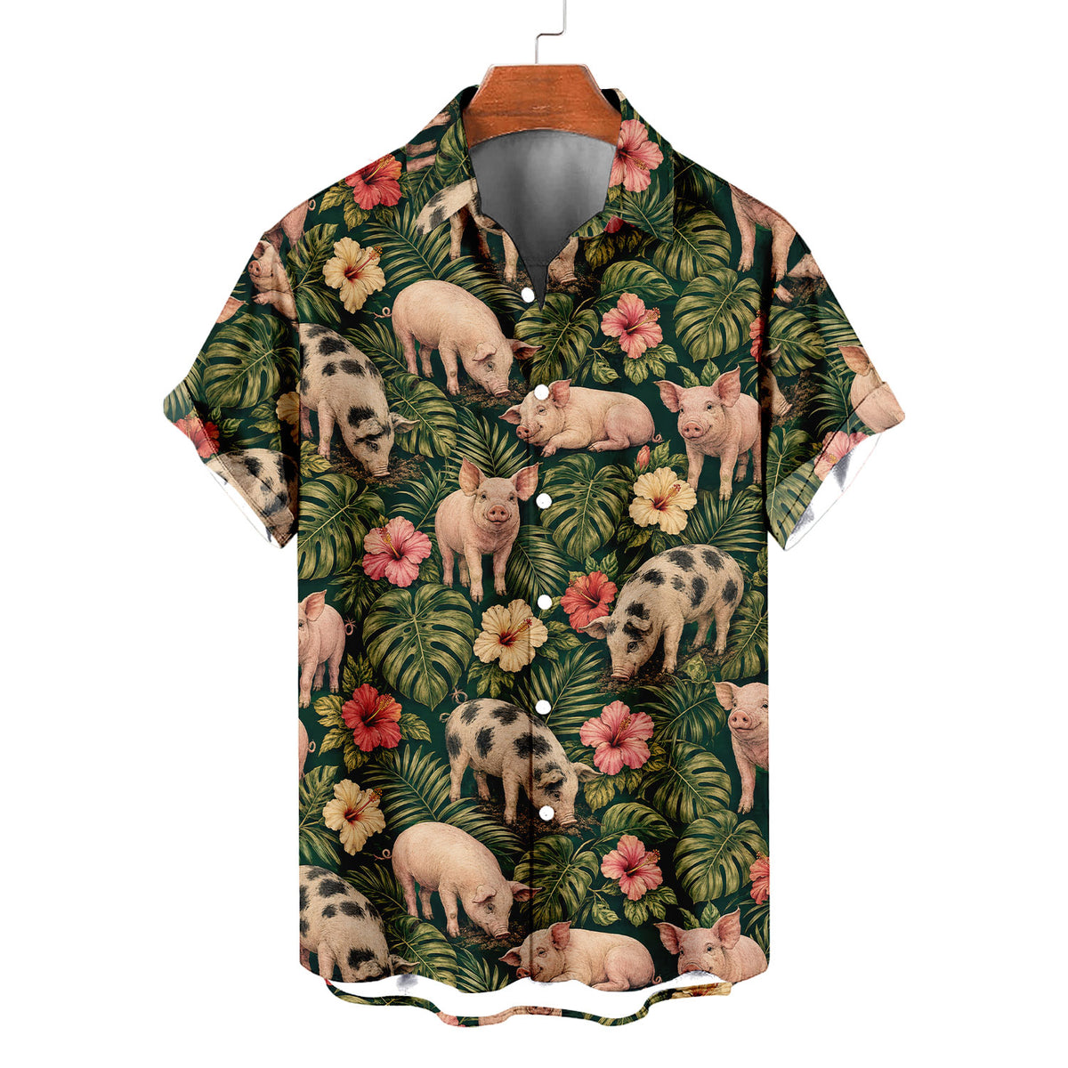 Pig Hawaiian Shirt – Cute Farm Pig All-Over Print Button-Up for Pig Lovers