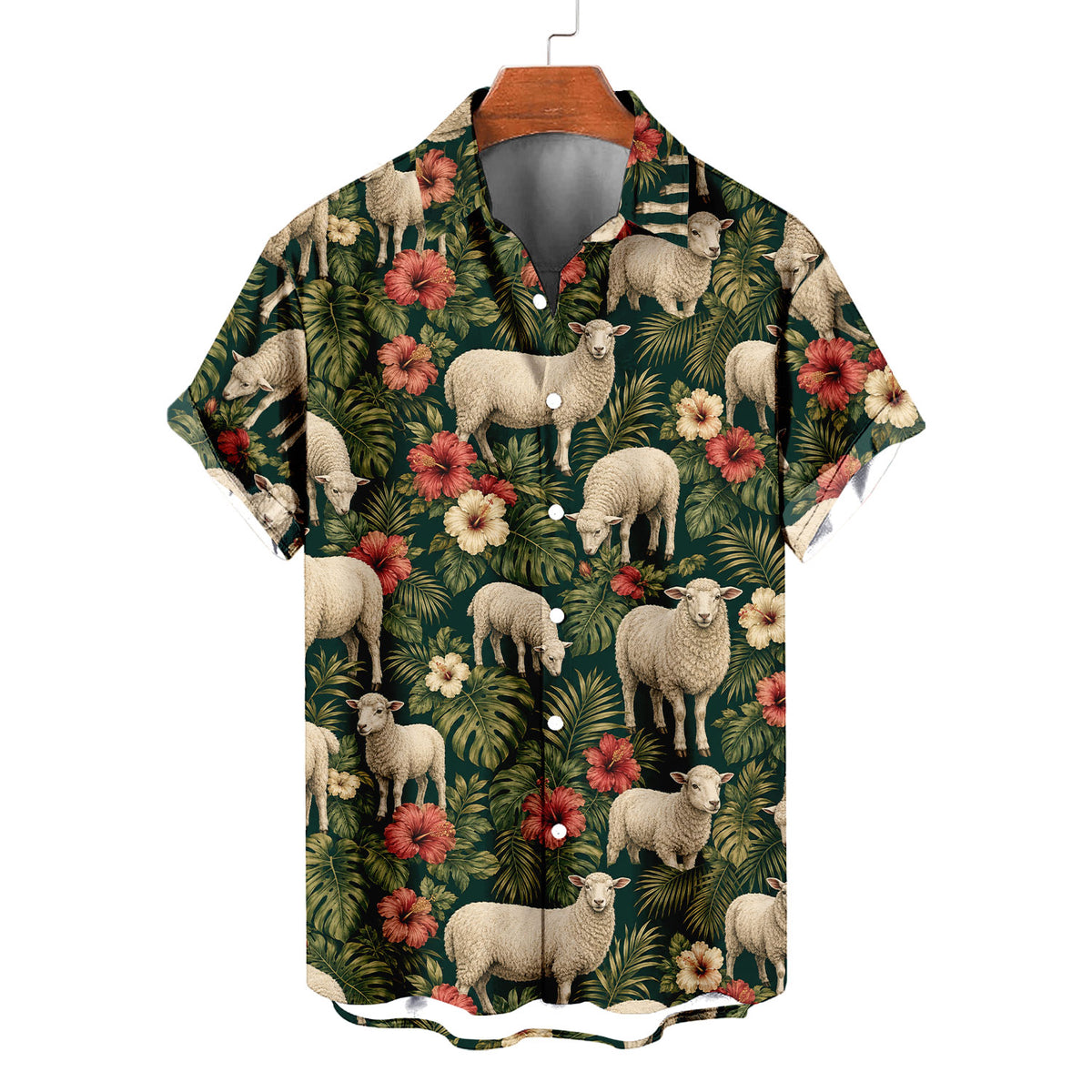 Sheep Hawaiian Shirt – Farm Sheep All-Over Print Button-Up for Sheep Lovers