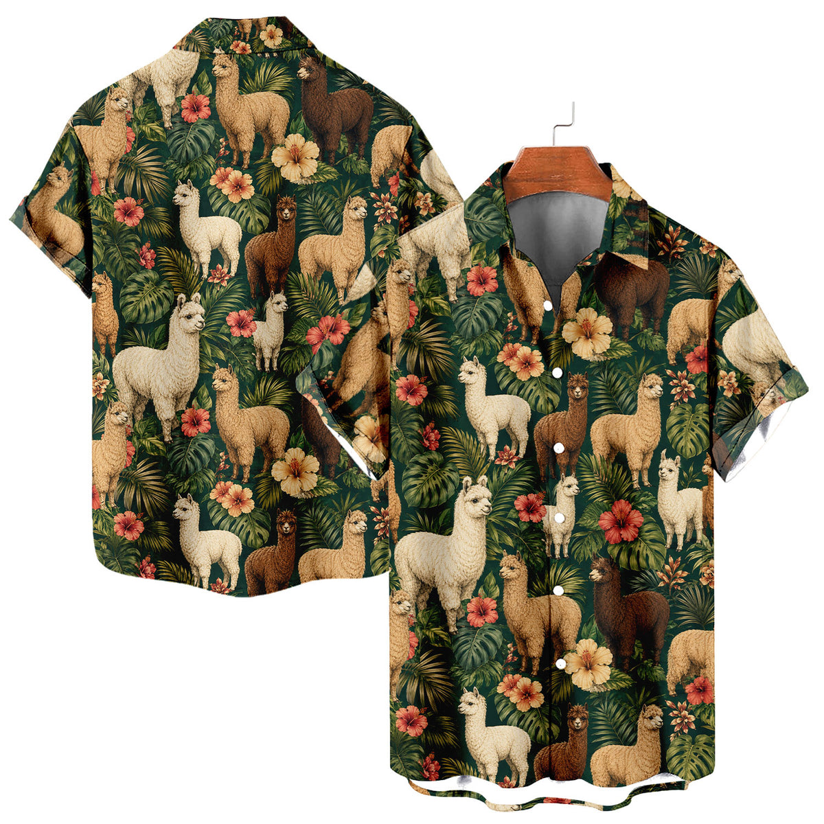 Alpaca Hawaiian Shirt – Cute Alpaca All-Over Print Button-Up for Alpaca Lovers
