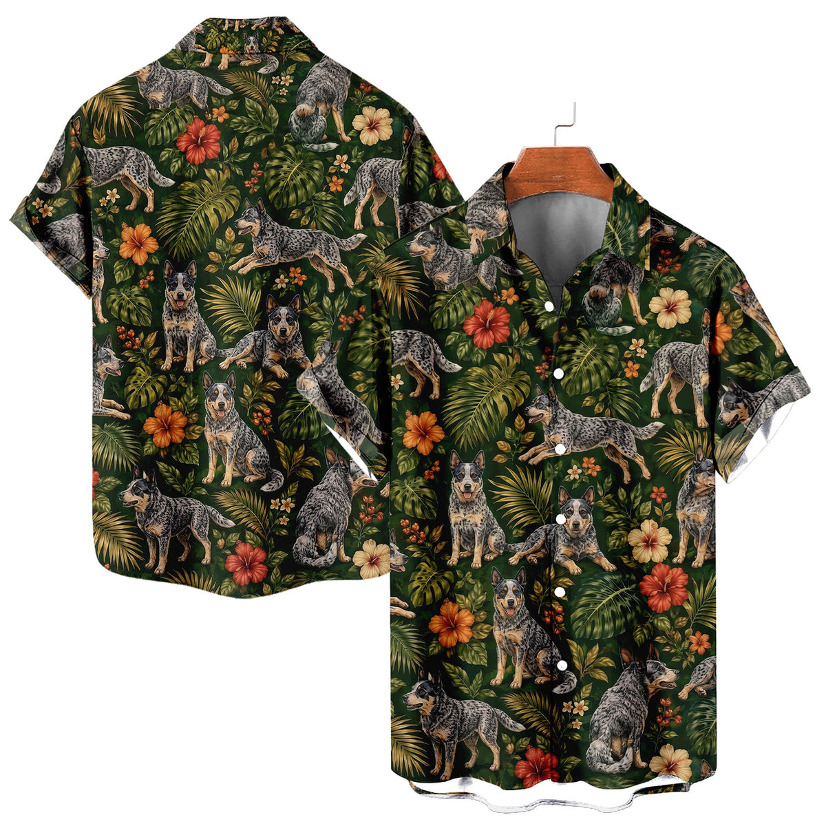 Blue Heeler Hawaiian Shirt – Australian Cattle Dog All-Over Print Button-Up for Dog Lovers