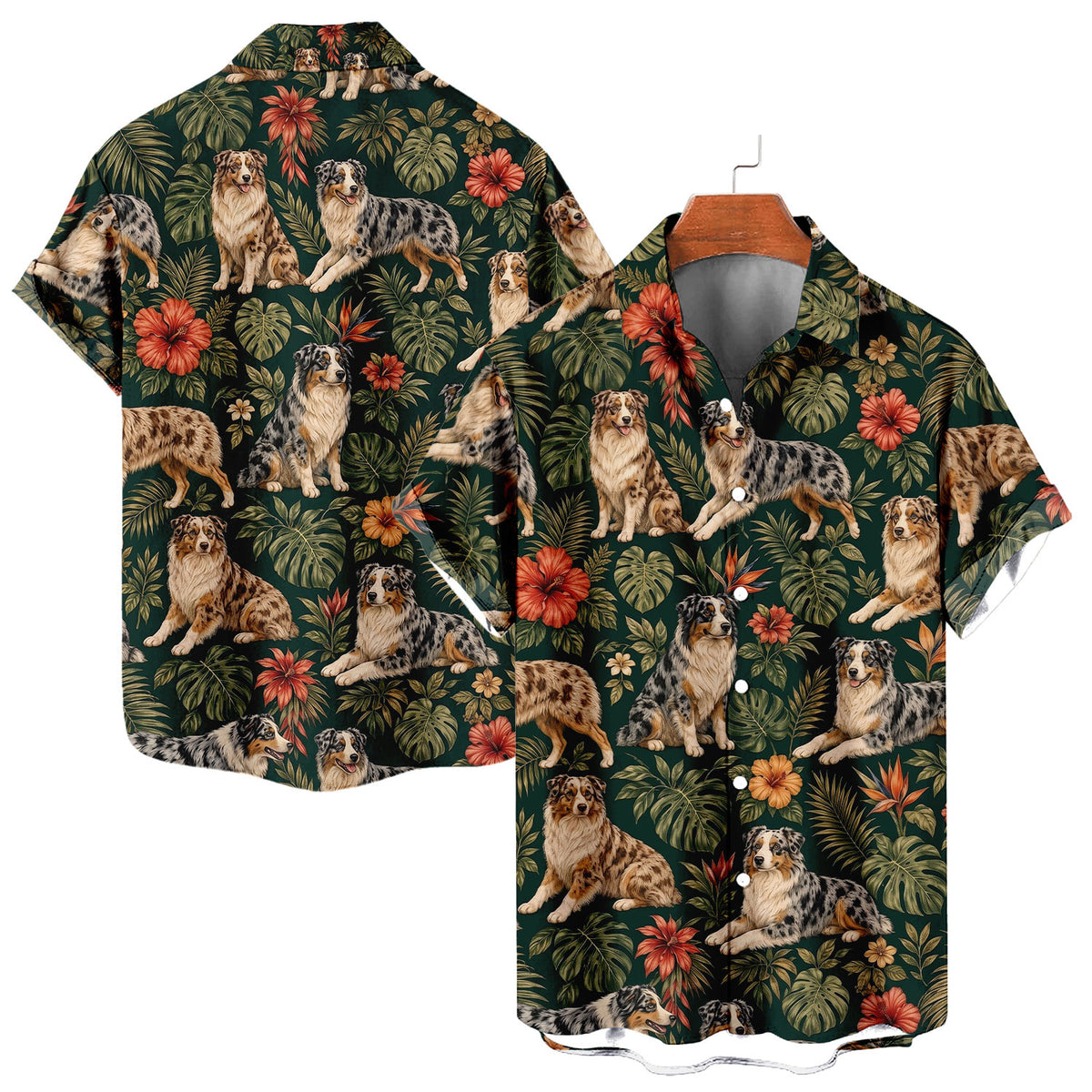 Australian Shepherd Hawaiian Shirt – Aussie Dog All-Over Print Button-Up for Dog Lovers