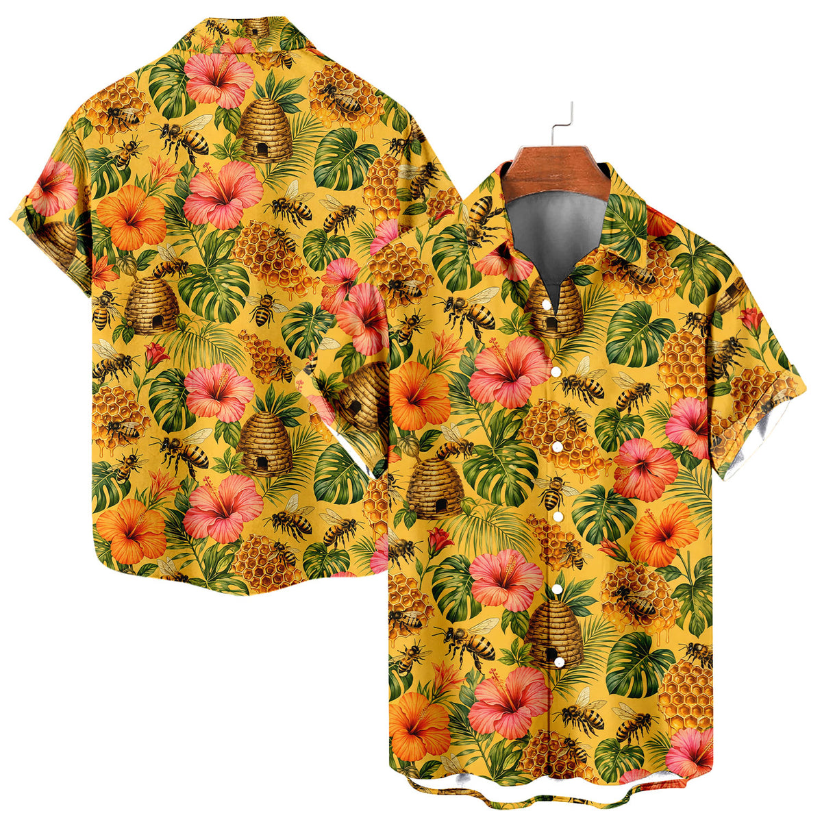 Honey Bee Hawaiian Shirt – Beekeeper Gift All-Over Print Button-Up for Men & Women
