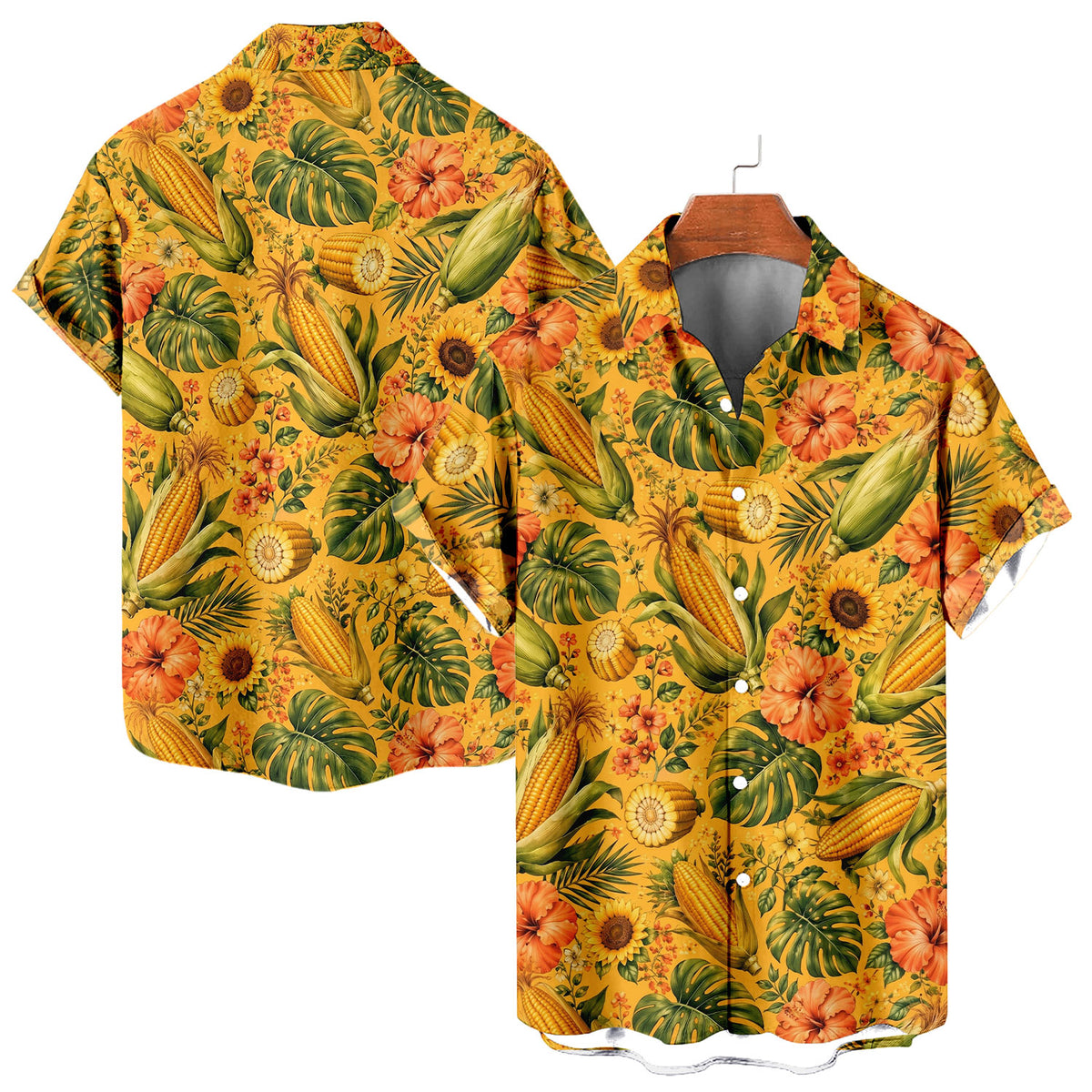 Corn Hawaiian Shirt – Summer Harvest All-Over Print Button-Up for Farmers & Country Lovers