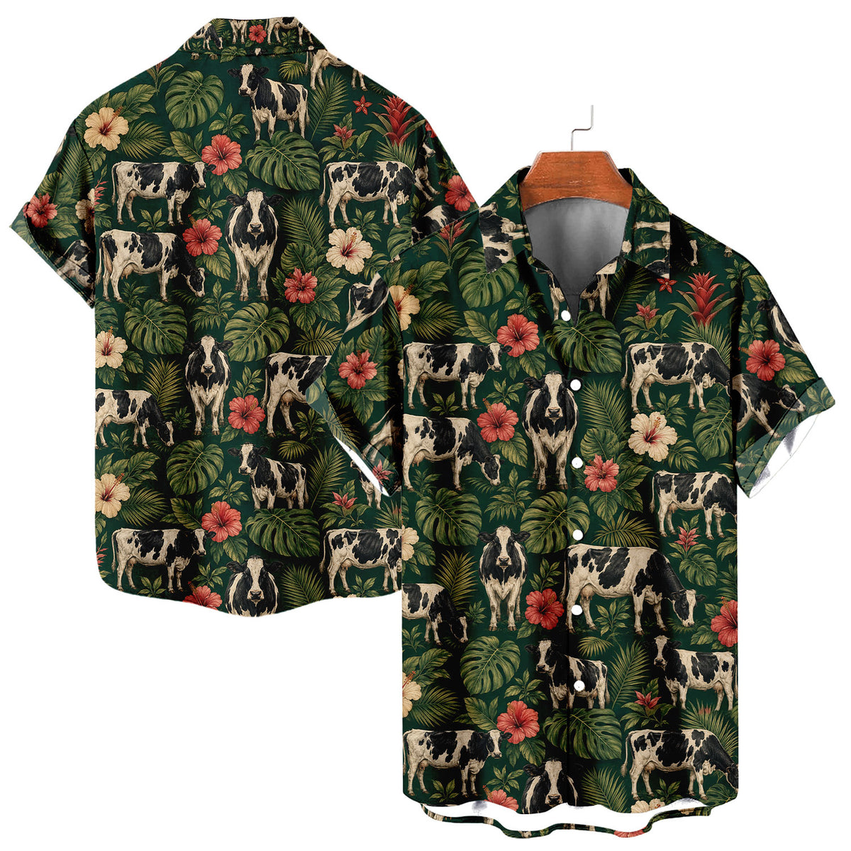 Holstein Cow Hawaiian Shirt – Dairy Cattle All-Over Print Button-Up for Farmers