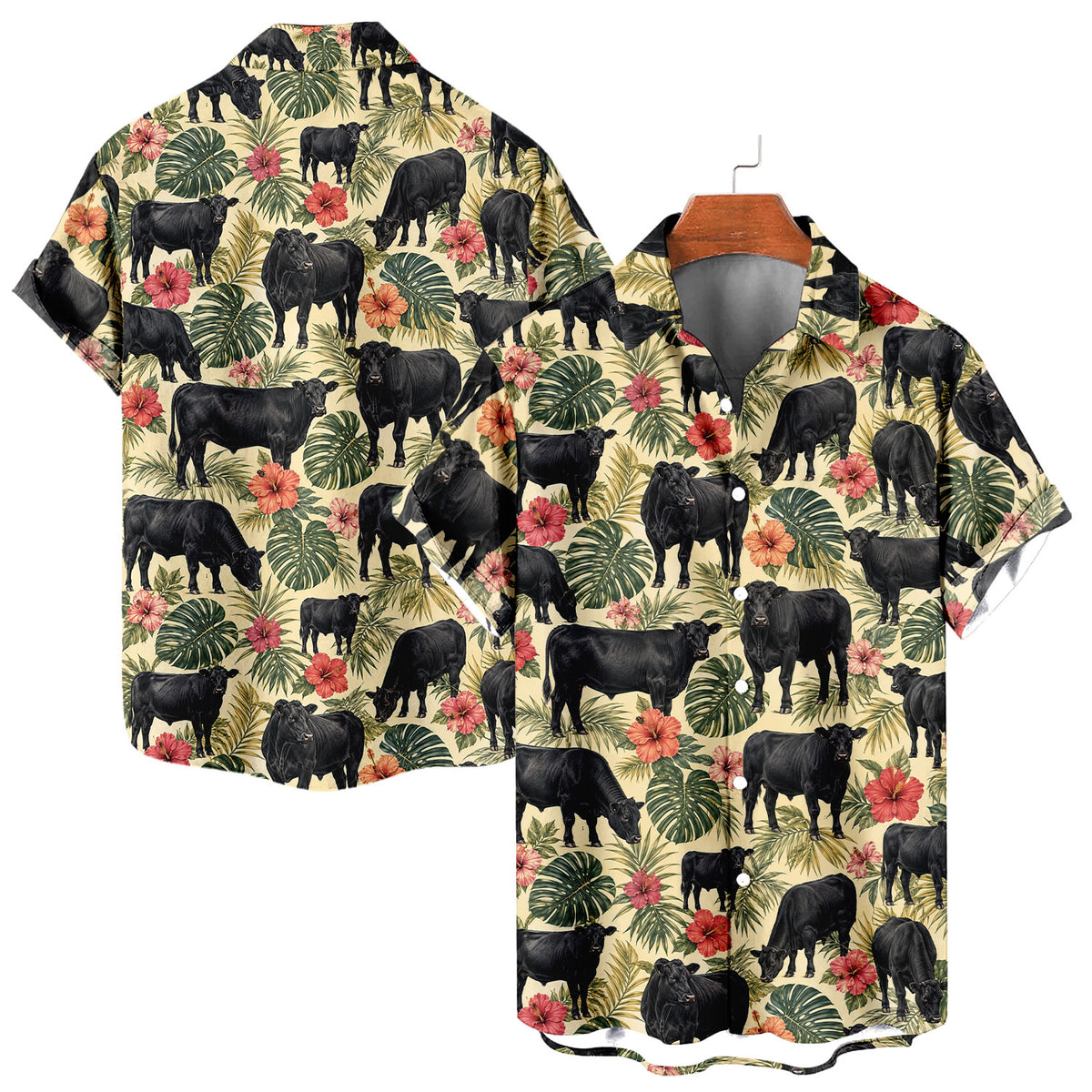 Black Angus Hawaiian Shirt – Cattle All-Over Print Button-Up for Ranchers & Farmers