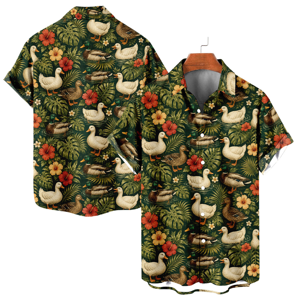 Duck Hawaiian Shirt – Cute Farm Duck All-Over Print Button-Up for Duck Lovers