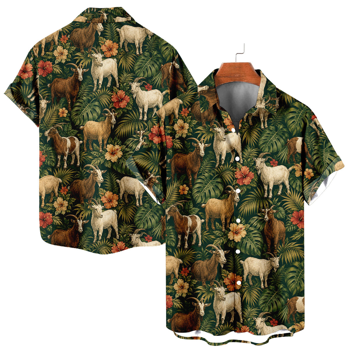 Goat Hawaiian Shirt – Farm Goat All-Over Print Button-Up for Goat Lovers