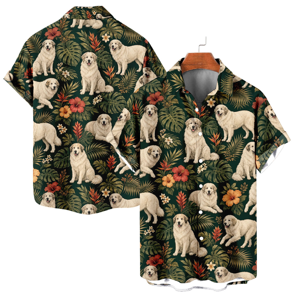 Great Pyrenees Hawaiian Shirt – All-Over Dog Print Button-Up for Dog Lovers