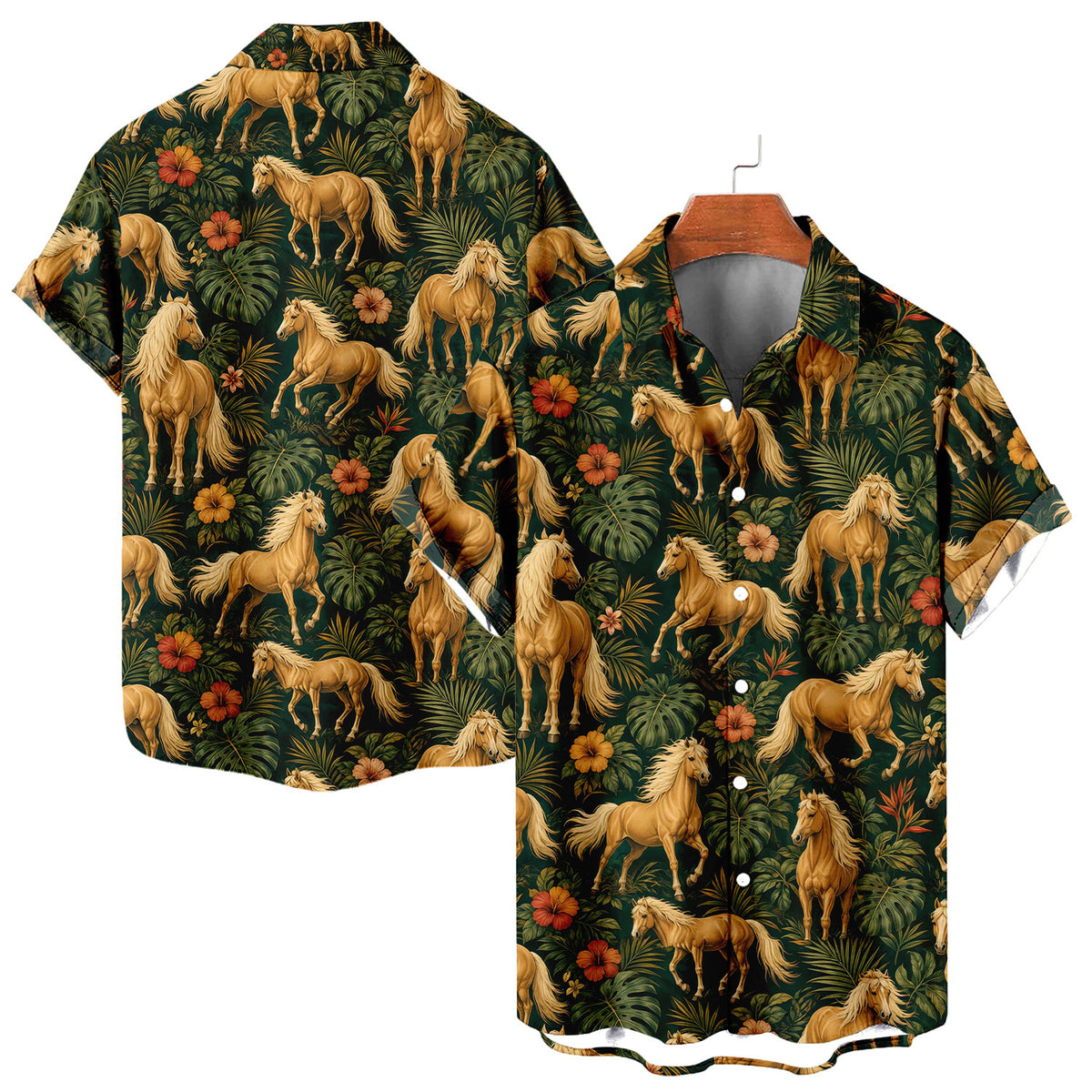 Palomino Horse Hawaiian Shirt – Golden Horse All-Over Print Button-Up for Horse Lovers