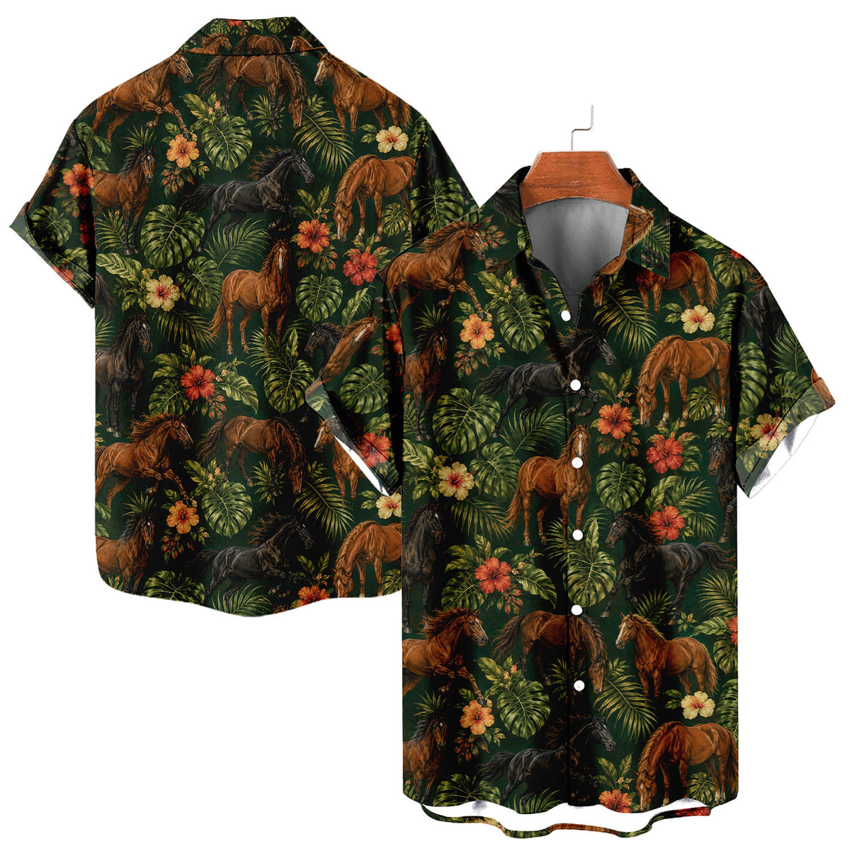 Horse Hawaiian Shirt – All-Over Horse Print Button-Up for Horse Lovers