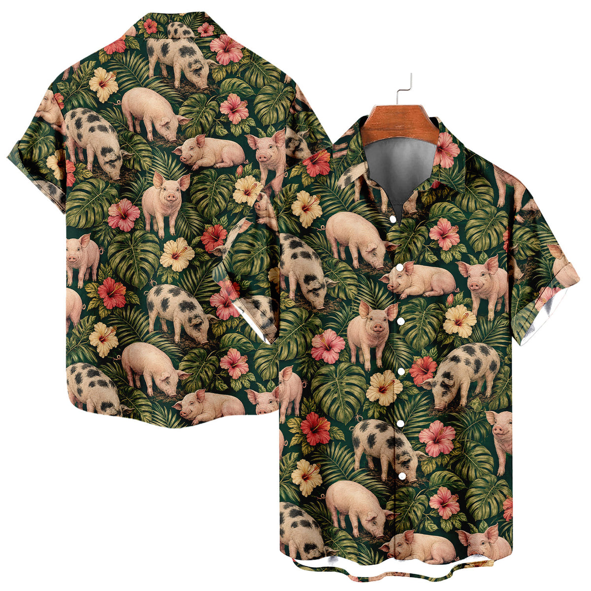 Pig Hawaiian Shirt – Cute Farm Pig All-Over Print Button-Up for Pig Lovers