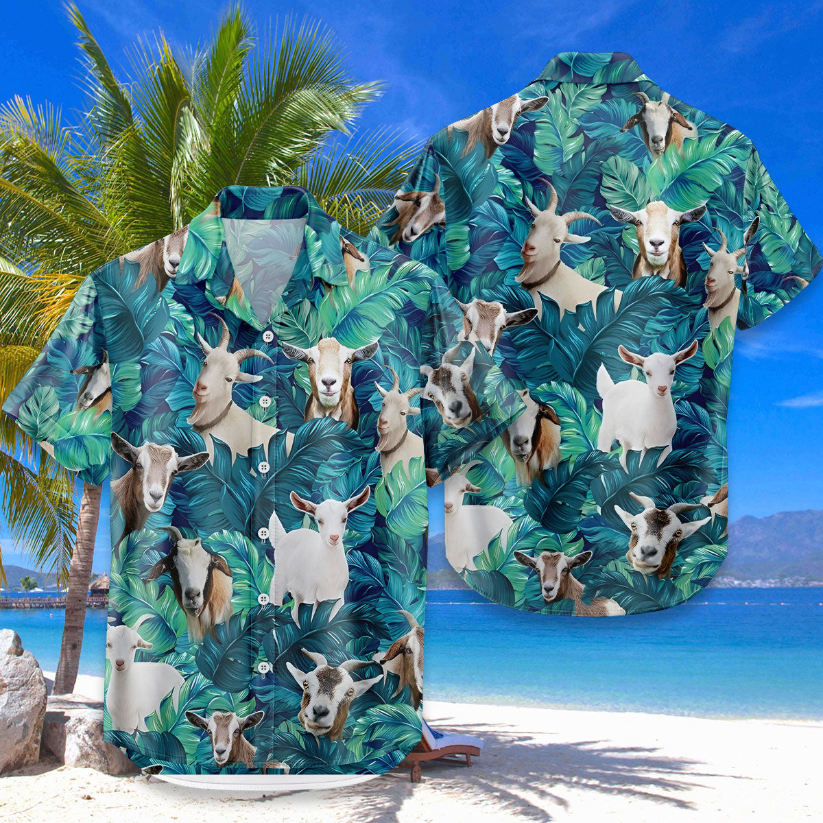 Goat Hawaiian Shirt – Funny Farm Goat Tropical Aloha Button Down | Gift For Goat Lovers